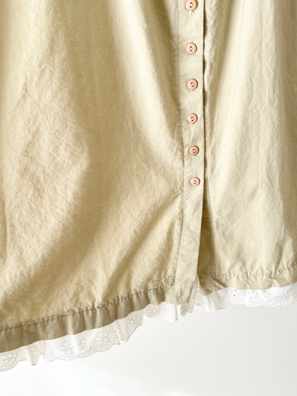 Vintage Byer California 100% Cotton Eyelet Lace Trim Button Midi Skirt - Picture 7 of 16